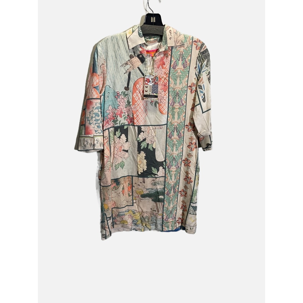 Vilagallo Penelope Ogswara Dress Womens 38 Multicolor Japanese Print Art Tunic